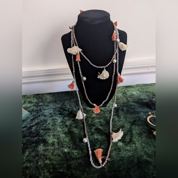 Boho Tassel Fringe Necklace and Earring Set - Picture 6 of 6